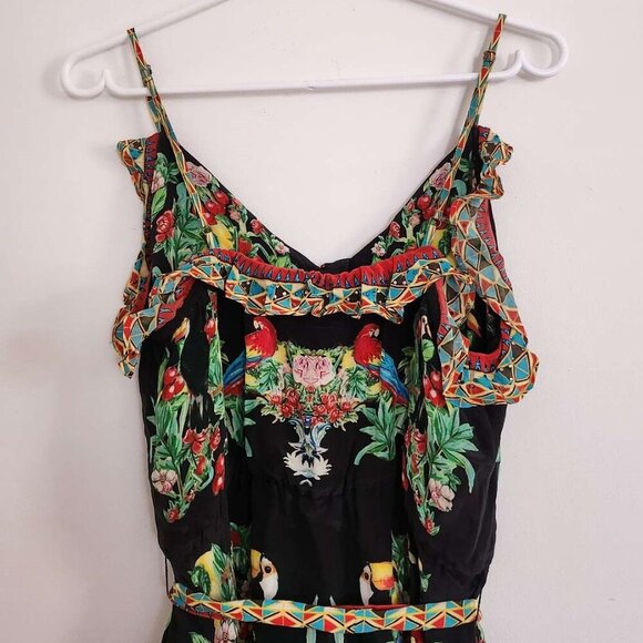 Camilla Dress Toucan Mini Button Down Frill Play Medium b96 - Picture 12 of 16